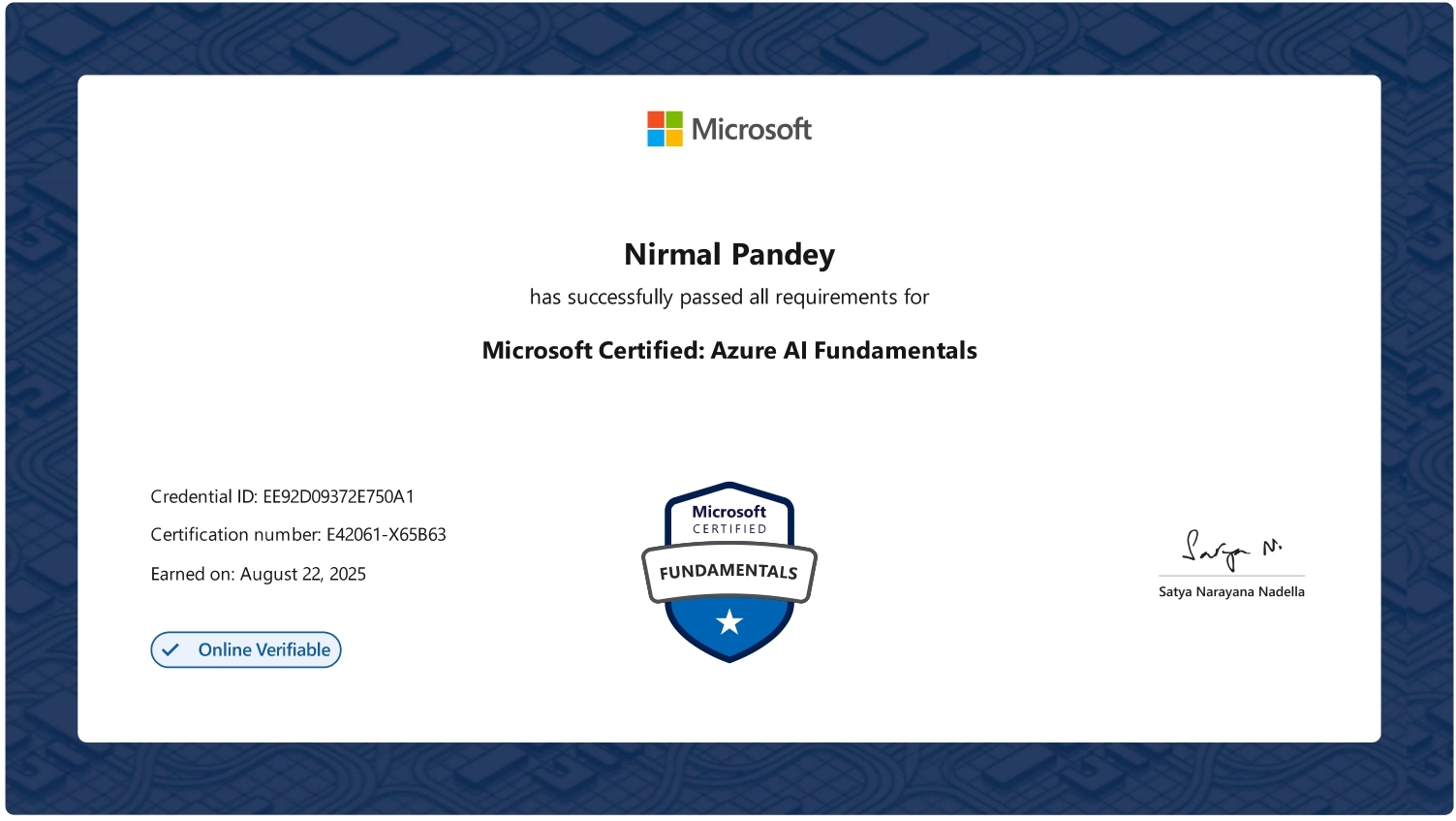 Azure AI Fundamentals Certificate